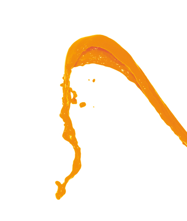 Splash of transparent liquid in motion isolated over the white backgroundの写真素材