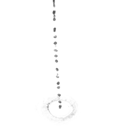 Splash of transparent liquid in motion isolated over the white background