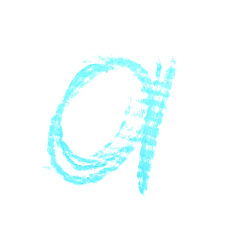 Single hand drawn with the chalk A letter isolated over the white backgroundの写真素材