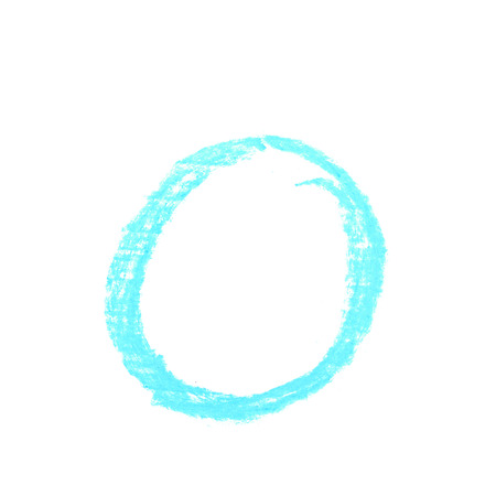 Single hand drawn with the chalk O letter isolated over the white backgroundの写真素材