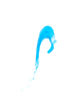 Splash of transparent liquid in motion isolated over the white backgroundの写真素材