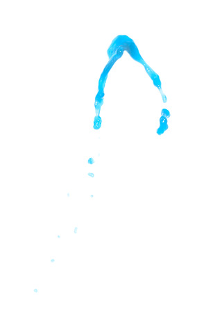 Splash of transparent liquid in motion isolated over the white backgroundの写真素材
