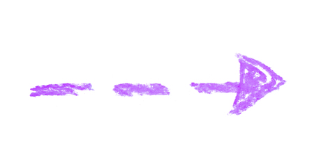 Hand drawn with the chalks arrow symbol isolated over the white backgroundの写真素材