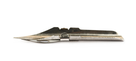 Ink pen metal nib isolated over the white background