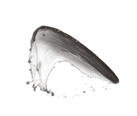 Splash of transparent liquid in motion isolated over the white backgroundの写真素材