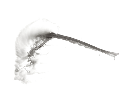 Splash of transparent liquid in motion isolated over the white backgroundの写真素材