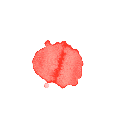 Watercolor single color paint drop stain isolated over the white background as a abstract grunge design elementの写真素材