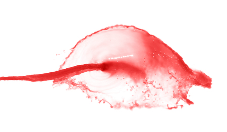 Splash of transparent liquid in motion isolated over the white backgroundの写真素材