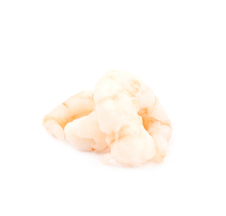 Pile of canned shrimps isolated over the white backgroundの写真素材