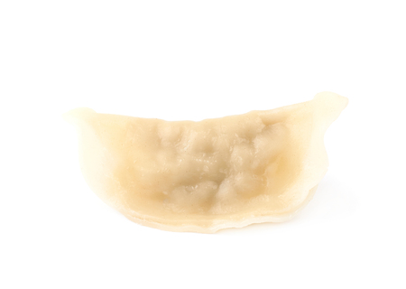 Single cooked dumpling isolated over the white backgroundの写真素材