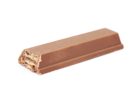 Chocolate coated wafer confection isolated over the white backgroundの写真素材