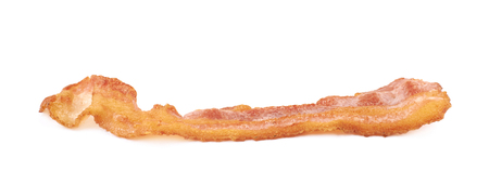 Fried bacon composition isolated over the white backgroundの写真素材