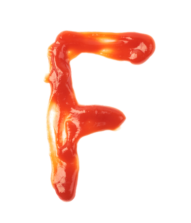 Single letter made of sauce isolatedの写真素材