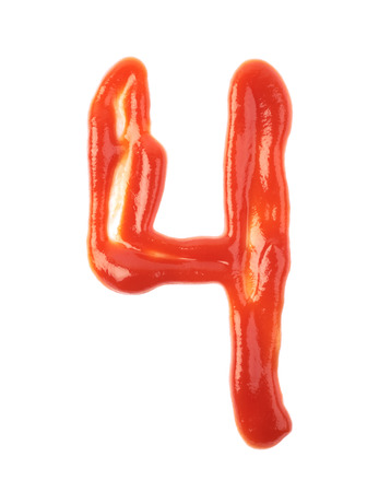 Single number made of sauce isolatedの写真素材