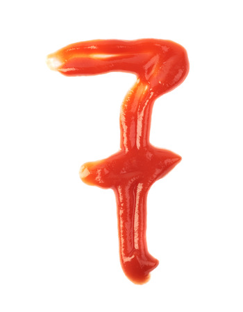 Single number made of sauce isolatedの写真素材