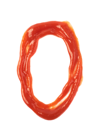 Single number made of sauce isolatedの写真素材