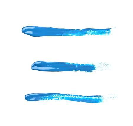 Line stroke of paint as a design underline element isolated over the white background, set of three different versionsの写真素材