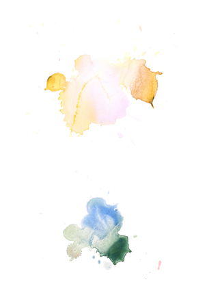Multiple watercolor paint drop stains isolated over the white background as a abstract grunge design element, set of several imagesの写真素材