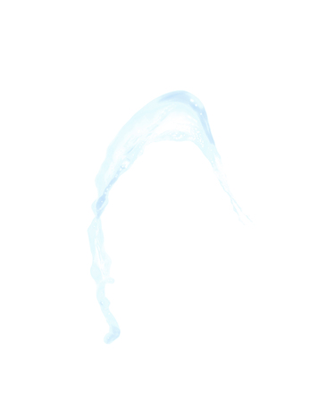 Splash of transparent liquid in motion isolated over the white backgroundの写真素材