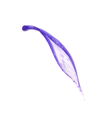 Splash of transparent liquid in motion isolated over the white backgroundの写真素材