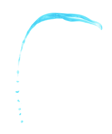Splash of transparent liquid in motion isolated over the white backgroundの写真素材