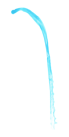 Splash of transparent liquid in motion isolated over the white backgroundの写真素材