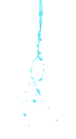 Splash of transparent liquid in motion isolated over the white backgroundの写真素材