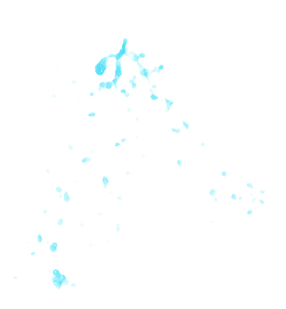 Splash of transparent liquid drops in motion isolated over the white background, set of multiple images combinedの写真素材