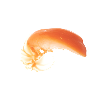 Splash of transparent liquid in motion isolated over the white backgroundの写真素材