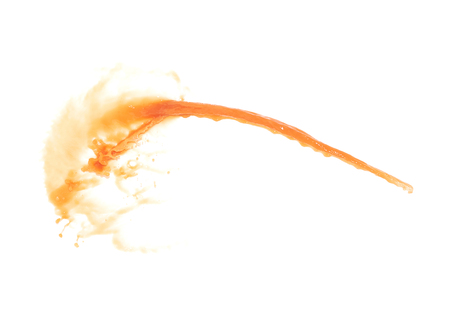 Splash of transparent liquid in motion isolated over the white backgroundの写真素材