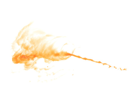 Splash of transparent liquid in motion isolated over the white backgroundの写真素材