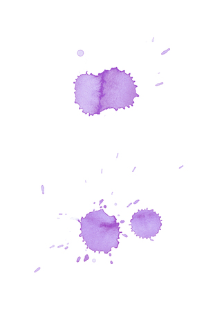 Watercolor single color paint drop stain isolated over the white background as a abstract grunge design element, set of several imagesの写真素材