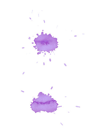 Watercolor single color paint drop stain isolated over the white background as a abstract grunge design element, set of several imagesの写真素材