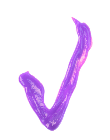 Yes tick sign symbol made of smeared food sauce isolated over the white backgroundの写真素材