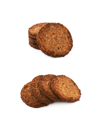 Vegan carrot schnitzel isolated over the white background, set of two different foreshorteningsの写真素材