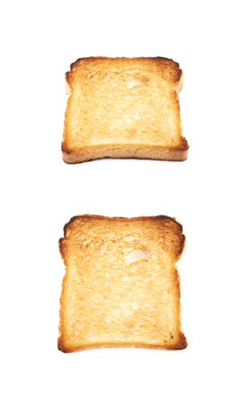 Toasted white bread isolated over the white background, set of two different compositionsの写真素材