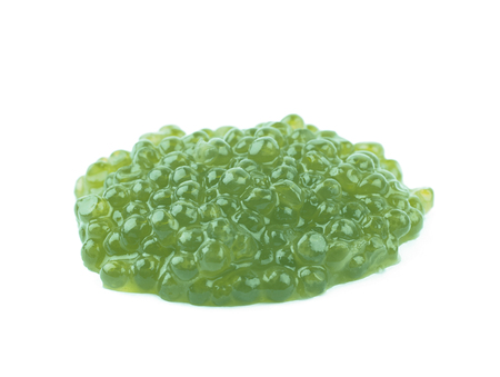 Pile of green caviar isolated over the white backgroundの写真素材