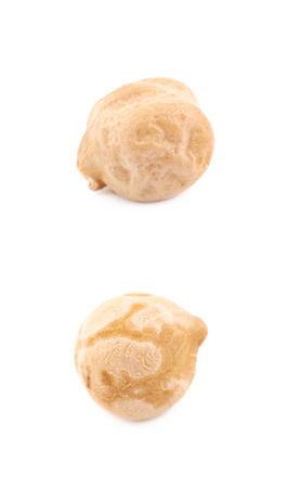 Single chick pea isolated over the white background, set of two different foreshorteningsの写真素材