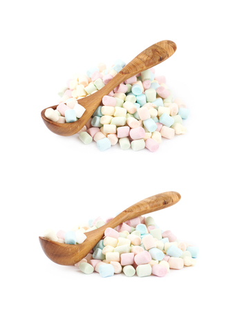 Pile of mini marshmallows isolatedの写真素材