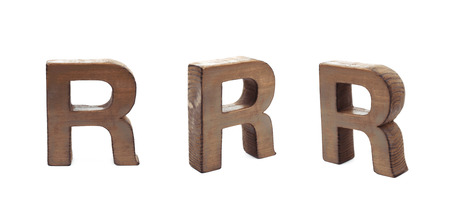 Single sawn wooden letter isolatedの写真素材