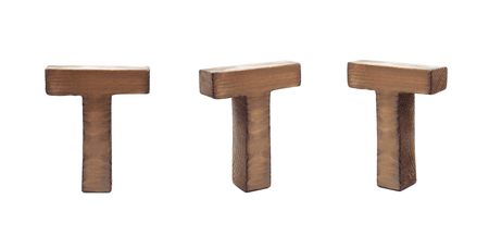 Single sawn wooden letter isolatedの写真素材