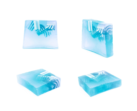 Hande made piece of soap isolatedの写真素材