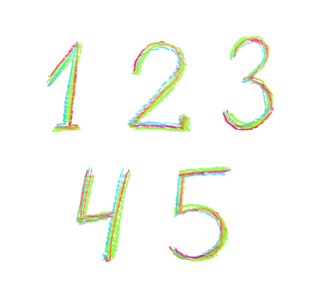 Hand drawn set of numbers isolatedの写真素材