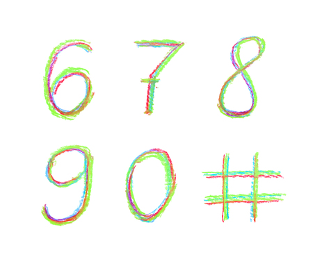 Hand drawn set of numbers isolatedの写真素材