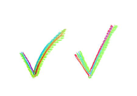 Hand drawn yes tick mark signの写真素材