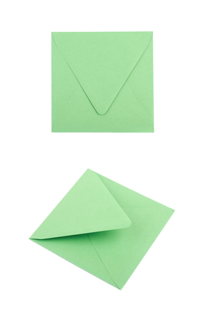 Sqaure shaped paper envelope isolatedの写真素材