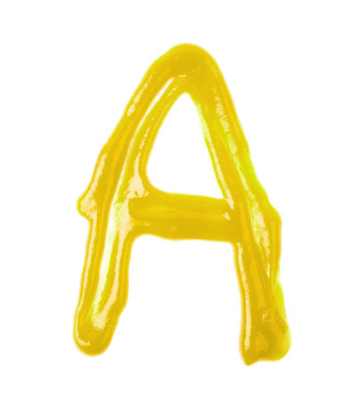Single letter made of sauce isolatedの写真素材