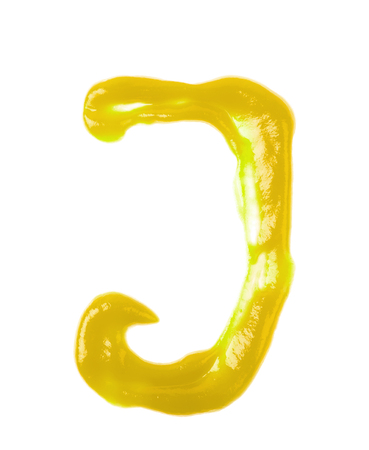Single letter made of sauce isolatedの写真素材