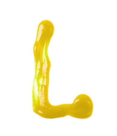 Single letter made of sauce isolatedの写真素材