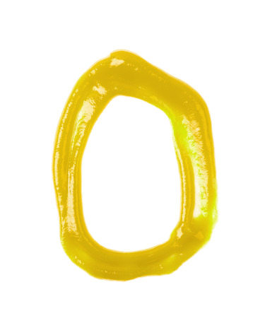 Single letter made of sauce isolatedの写真素材